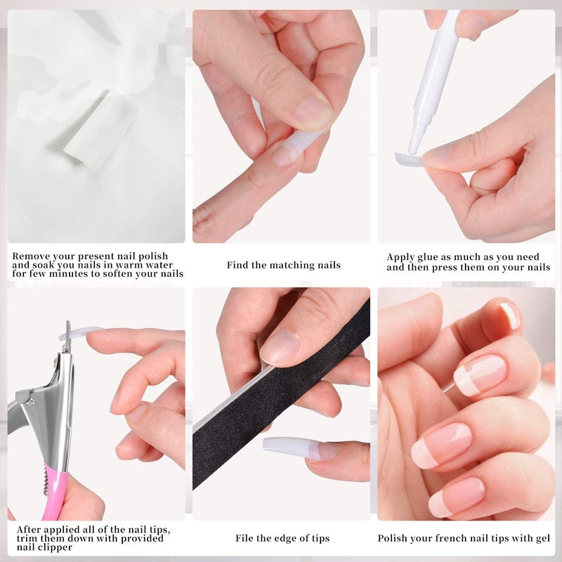 Dockapa Acrylic Nail Tips 500pcs, French Fake Nails Natural False Nail Tips with Nail Clipper and Storage Case for Nail Art Salon and Home DIY (10 Sizes) - Image 5